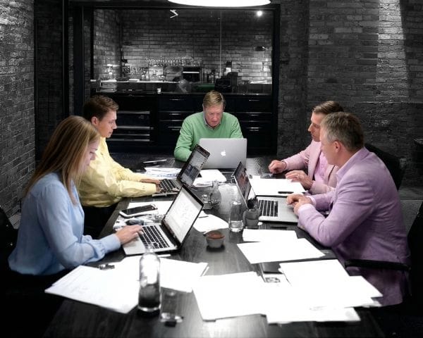 Restaurant finance team reviewing the books